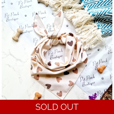 Natural Hand Drawn Hearts Dog Bandana